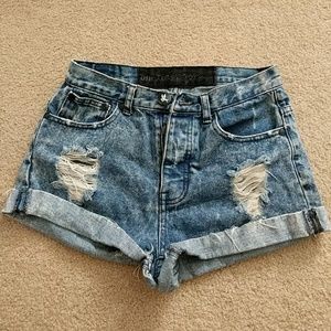 One Teaspoon Distressed jean shorts